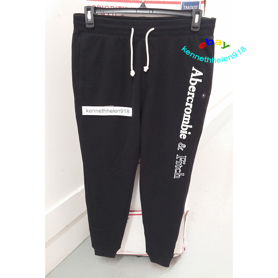ABERCROMBIE \u0026 FITCH LOGO JOGGERS SWEATPANTS BLACK MENS SIZE MEDIUM | eBay